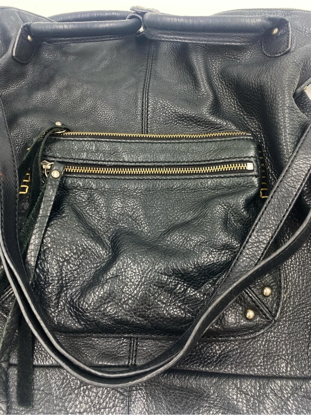 VTG Y2K Lucky Brand Leather Hobo Bag Tote Convertible Crossbody Purse Black EUC